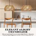 ELYONA 20" Large Rattan Chandelier Light Fixtures, 4-Lights Boho Pendant Light, Adjustable Woven Chandelier for Dining Room with Fabric Shade, Rustic Hanging Light for Kitchen Island,Living Room