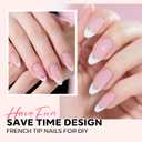 2 x modelones French Tip Press on Nails, 150Pcs M-Almond Fake Nails with Nail Box, Pink & White Gel Nail Tips for Women, Soft Glue-On Nails for Natural Salon Look, DIY Nail Art Kit (15 Sizes)