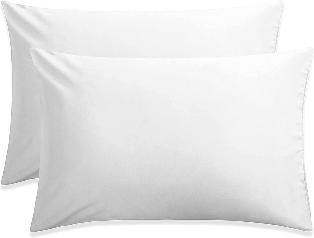 Travel Pillow Case 12x18 Size Pack of 2 Pieces 100% Egyptian Cotton Zipper Closure 500 Thread Count Toddler Pillowcase White