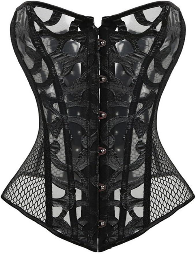 KUOSE Women's Black White Body Shaper, Full Breast Corset Top, Plus Size
 2XS