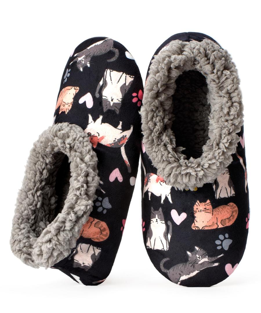 cosyone1997 Cat Slippers for Women Indoor Non Slip Soft Sole Slipper Socks, Fuzzy Sherpa Lined Cute Animal Print Size 7-8
