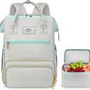 ETRONIK Lunch Backpack, 15.6 Inch Laptop Backpack, Stylish Nurse Teacher Work Bag with Insulated Cooler Lunch Box for Women Men, College Backpack for Travel, Grey Blue