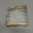 JuxYes Set of 7 Glass Coasters with Holder, Gold Elegant Cup Coasters for Coffee, Tea, - Square Brass Edge Glass Mats for Coffee Table