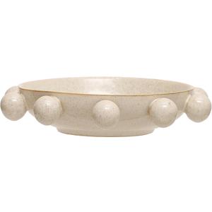 Bloomingville 9.75 Inches Stoneware Bowl with Orbs and Reactive Glaze, Cream