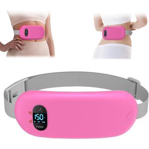 Portable Heating Pad for Cramps, Upgrade Cordless Electric Period Fast Heating Pad for Back Pain Relief Menstrual Belt 6 Heat 6 Massage Modes Gifts for Women Girls Her Girlfriend Rose Pink