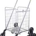 dbest products Stair Climber Cruiser Cart Shopping Grocery Rolling Folding Laundry Basket on Wheels Foldable Utility Trolley Compact Lightweight Collapsible, Silver