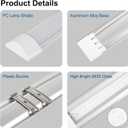 2 Packs 4FT LED Batten Light with 0.2m Cable, Ultra-Thin Ceiling Surface Mounted Light, 40W, 4000K, IP20, LED Ceiling Lamp for Garage, Shop, Hallway, Office, Market, ver.2