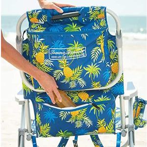 Tommy Bahama 5-Position Classic Lay Flat Backpack Beach Chair with Cooler and Cup Holder, Portable Folding Beach Chair for Tanning, Pineapple Stripe