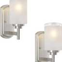 Sconces Wall Lighting Set of Two Bathrooom Vanity Light Brushed Nickel 2 Pack Modern Wall Light Fixtures with Frosted Glass Shade for Porch Bedroom Hallway