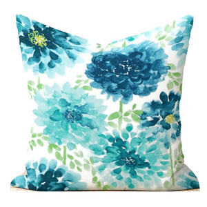 Pillow With Blue Flowers 14x14 Inches