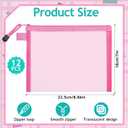 12-Piece Nylon Zipper Pouch Set, Pink Mesh Cosmetic Bags, Zippered Travel & Office Supplies Organizers - A5