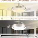 48 Inch Fandelier Ceiling Fan with Light,Modern Retractable Ceiling Fan with Lights and Remote/APP;6Speed,Silent Reversible Motor,Timer,Chandelier Fan for Bedroom/Living Room(Brushed Nickel)