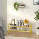 SUFAUY 2-Tier 33" Wide Shoe Rack, Closet Metal Wire, Stackable, Gold