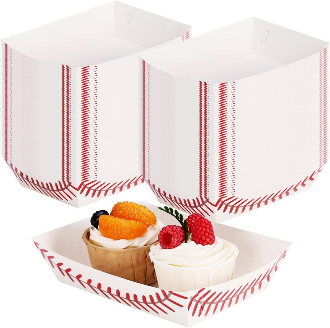 Pro.me Party Decorations Paper Food Trays, Disposable Nacho Trays, Baseball Food Boats for Parties and Hot Dogs, Events, Snacks, Cand, (100 Pack 5lb）