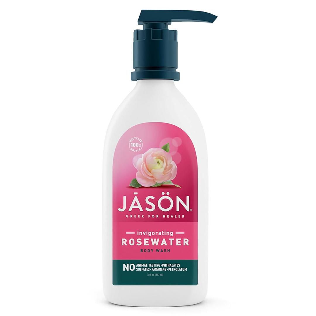 JASON Rosewater Invigorating Body Wash Women/Men, For a Gentle & Clean Feel, 30 Fluid Ounces