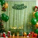 10x10ft Olive Green Tulle Backdrop Curtain with Lights String for Parites, Sheer Photo Backdrop Curtains for Wedding Baby Shower Birthday Party St. Patrick's Day Photo Shoot Background Decorations