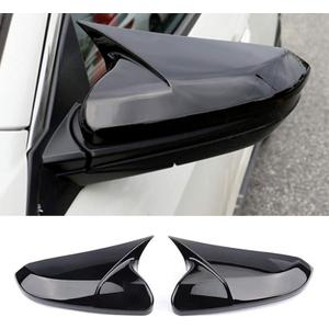 Rearview Mirror Cover Compatible with Honda Civic 10th Gen 2016-2021 ABS Material Ox Horn Door Side Mirror Trim Cover (Bright black 2 Pcs)