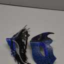 MYSEUNI 2025 Masquerade Masks for Couples, Shiny Rhinestone Metal Filigree Venetian Mask & Mens Venetian Mask for Mardi Gras (Blue)