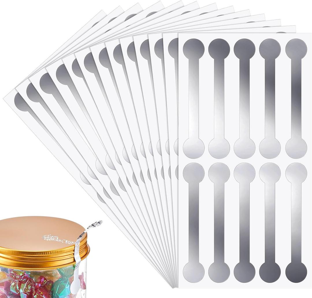 Fulmoon 200 Pcs Silver Security Food Tamper Evident Label Stickers Tamper Proof Tape 0.5 x 2.9 Resistant Stickers As Proof Labels Seal Bottle Sealing Tape for Jars Bottles Envelopes Takeouts