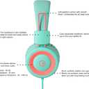 noot products Kids Headphones K11 Foldable Stereo Tangle-Free 5ft Long Cord 3.5mm Jack Plug in Wired On-Ear Headset for iPad/Amazon Kindle,Fire/Boys/Girls/School/Tablet/Laptop(Mint/Coral)