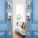 NeuType Double Door Lock Set, Double Door Handleset with Dummy, Door Handle Sets, Entry Door Handle Set with Single Cylinder Deadbolt and Door Levers, Easy to Install, Satin Nickel