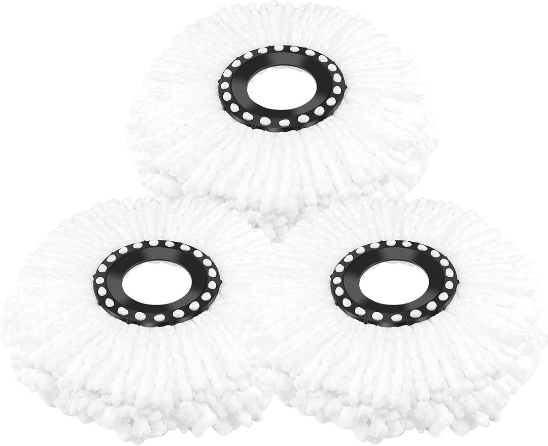 3 Pack Spin Mop Replacement Head, Microfiber Mop Head Refills Round Shape Standard Size, Hurricane Rotating Mop Replacement Head is Easy to Clean