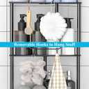 HuggieGems 5 Tier Floor Standing Corner Shower Caddy Organizer Shelf with Hooks, Bathroom Shelves Stand Rack, Black