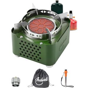 Indwell Infrared Propane Camping Stove - CSA Certified Portable Gas Stove with 23inch Extended Hose & Piezo Ignition, Windproof Single Burner for Backpacking, Hiking, Fishing & Emergency Preparedness