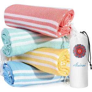 4 Packs Turkish Beach Towels Vacation Essentials Oversized Bath Pool Swim Towel Set Bulk Quick Dry Extra Large Xl Big Blanket Adult Travel Sand Free Cruise Accessories Clearance Stuff Must Have (72 x 36 inch)