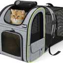 Pecute Cat Backpack Carrier Expandable , Foldable Pet Backpack for Cats & Small Dogs Up to 11lbs, with 4-Side Breathable Mesh, Multi-Entry & Lockable Zippers for Travel, Hiking, Camping - Hands Free, (Grey)