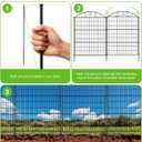 10 Panels 33in H x 29in L Garden Fence, 24ft L Black Metal No Dig Fence Temporary Animal Barrier for Dogs & Rabbits, Reusable Outdoor Yard Fencing