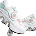 2-in-1 Roller Skate Shoes - Unisex Retractable Roller Skates with 4 Wheels,Skating Shoes for Indoor & Outdoor Fun