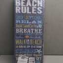 Stupell Industries Beach Rules Relax Breathe Blue Planked Look Canvas Wall Art, 10 x 24, Multi-Color