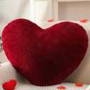 YRXRUS Heart Pillows, Love Heart Shaped Pillow, Small Cute Wine Red Heart Pillows for Gifts, Faux Rabbit Throw Pillows for Her, Kids, Girls Home Decoration, 10X11 Inch