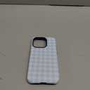 Blue Gingham Phone Case for iPhone 15 Pro 6.1in,Retro Cute Aesthetic Striped Checkered Trendy Chic Picnic Plaid Hybrid 2 Layers Hard Protective Cover for Girls Women