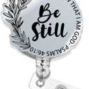 Bible Verse Badge Reel, Be Still Retractable Holder ID with Alligator Clip, Christian Scripture Quotes Badge Reels for Nurse Nursing Accessories Worker Office, Faith Hope Gift (Psalm 46:10)