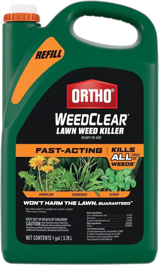 Ortho WeedClear Lawn Weed Killer Ready-to-Use, Refill, Kills Crabgrass, Dandelion and Clover, 1 gal.