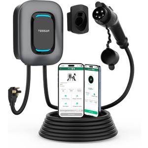 EV Charger Level 2, TESSAN 40A/240V Electric Vehicle Charing Station, Smart EV Chargers Equipment App Control Wi-Fi Only 2.4Ghz& Bluetooth 25ft Cable with NEMA 14-50 Plug for Indoor Outdoor Home EV Charger Level 2, TESSAN 40A/240V Electric Vehicle Charing Station, Smart EV Chargers Equipment App Control Wi-Fi Only 2.4Ghz& Bluetooth 25ft Cable with NEMA 14-50 Plug for Indoor Outdoor Home