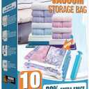 Vacuum Storage Bags, 10 Small Space Saver Vacuum Seal Bags, Space Bags, Vacuum Sealer Bags for Clothes with Travel Hand Pump (10S)
