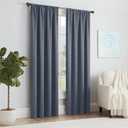 Eclipse Solid Thermapanel Modern Room Darkening Rod Pocket Window Curtain for Bedroom (1 Panel) 54" x 54" Curtain Panel in Blue