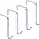Over-The-Door Single Hanger Hook, Durable Metal Organizer for Hanging Coat Towel Bag Robe, Back of Bathroom and More (Silver, Single 4 Pack)