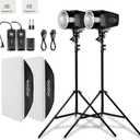 Godox Professional Studio Flash Kit for Photography, Strobe Lights Softbox Lighting Kit, 2x180W 5600K Compact Monolights with Flash Trigger, Softbox, Light Stands