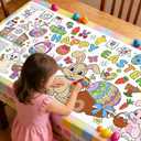 2 x Easter Giant Coloring Poster 71 x 31 Inch Jumbo Paper Coloring Activity Poster Oversized Coloring Table Cover for Kids Family Classroom Easter Party Games Decorations