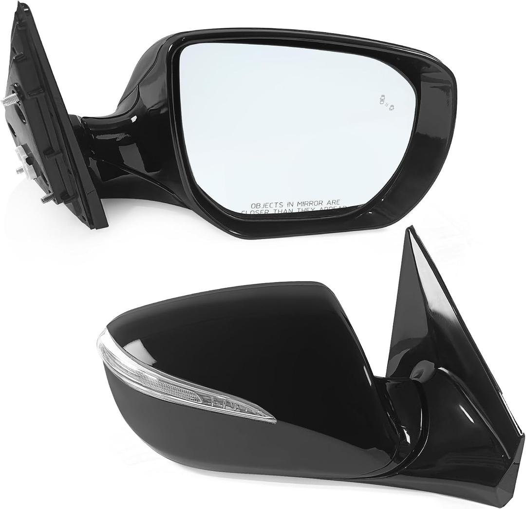Right Passenger Side Mirror Assembly Fits 2013-2018 Hyundai Santa Fe Sport with Power Glass Heated Turn Signal and Manual Folding Blind Spot Detection Replace HY1321234(8Pins)