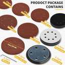 5 Inch 5 Holes Hook Loop Orbital Sander Metal Pad Replacement for Porter Cable 332 333VS 334 Random Sander with 4 PCS Foam & 36 PCS Sanding Discs 100 150 180 240 320 400 Grits