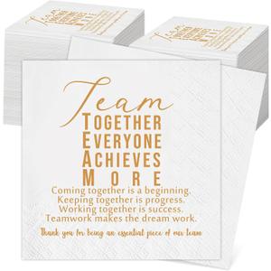 Kosiz 200 Pack Team Appreciation Napkins Gift Inspirational Employee Office Paper Napkins 3 Ply Disposable Papers for Coworkers Volunteer Thank You Party Dinner Decor, 4.5 x 4.5 Inch