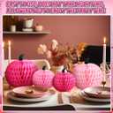 Epakh 12 Pcs Pumpkin Honeycomb Paper Halloween Table Centerpieces Pink 3D Tissue Paper Pumpkin Decoration 2 Sizes 3 Colors Halloween Thanksgiving Day Fall Home Party Decorations Supplies