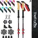 TheFitLife Carbon Fiber Trekking Poles Collapsible and Telescopic Walking Sticks with Natural Cork Handle and Extended EVA Grips, Ultralight Nordic Hiking Poles for Backpacking Camping