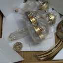 Gold Crystal Chandelier, 5-Light Modern Farmhouse Chandelier for Dining Room Vintage Hanging Pendant Light Fixtures, Gold Round Chandelier for Kitchen Island Entryway Foyer Bedroom Office Bar (19.6" High 19.6" Wide)