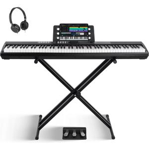 STRICH 88 Keys Weighted Keyboard Piano with X-Style Stand & Sustain Pedal, Hammer-Action Digital Piano, Full-size Electric Piano Keyboard Supports USB-MIDI/Wireless Connect, SDP-120 & SKT-01, 51 inches x 11 inches x 4.3 inches